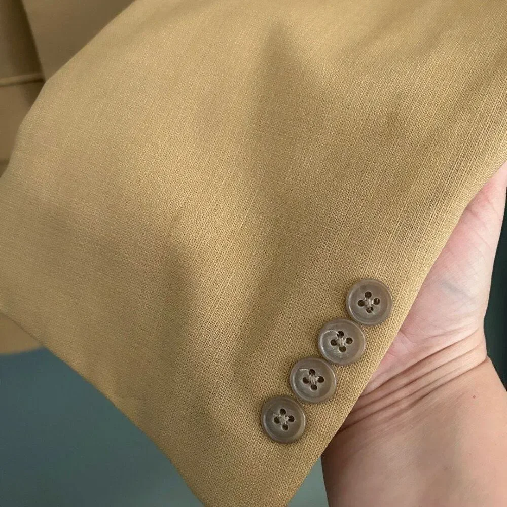 Claiborne Vintage 100% Worsted Wool Suit Jacket 4 Button Gold Bronze Size 44R